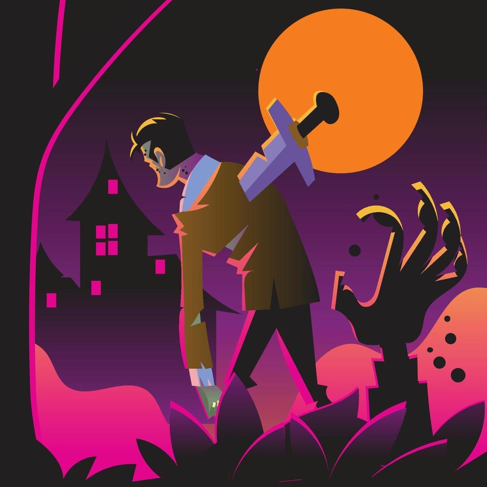 zombie de halloween caminando vector