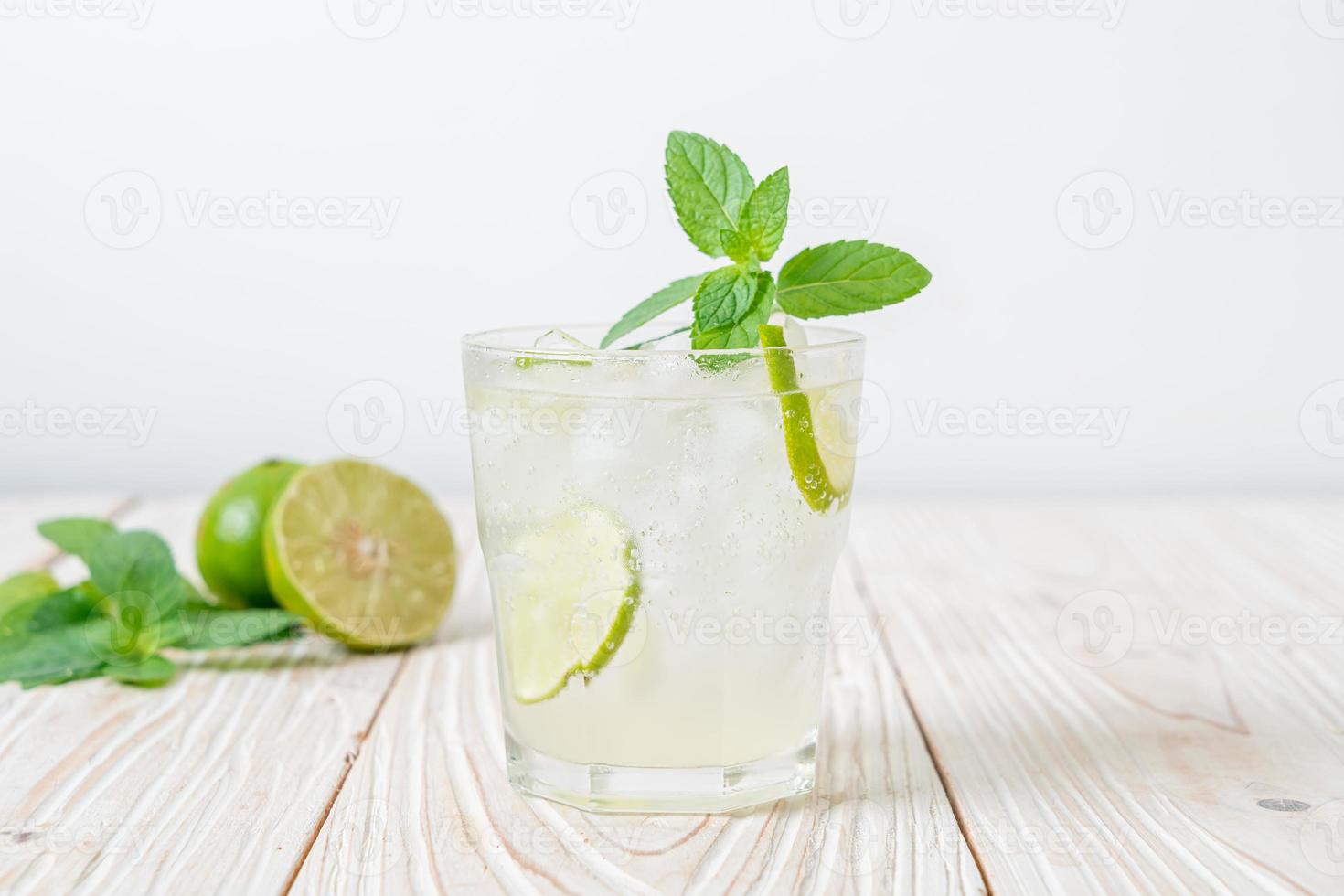 Iced lime soda with mint photo