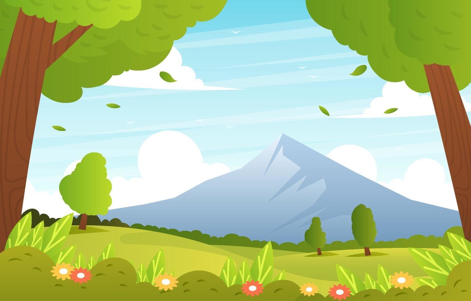 Scenery of Natural Mountain Background vector