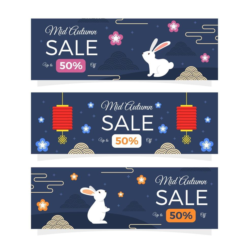 Mid Autumn Sale Banner Collection vector