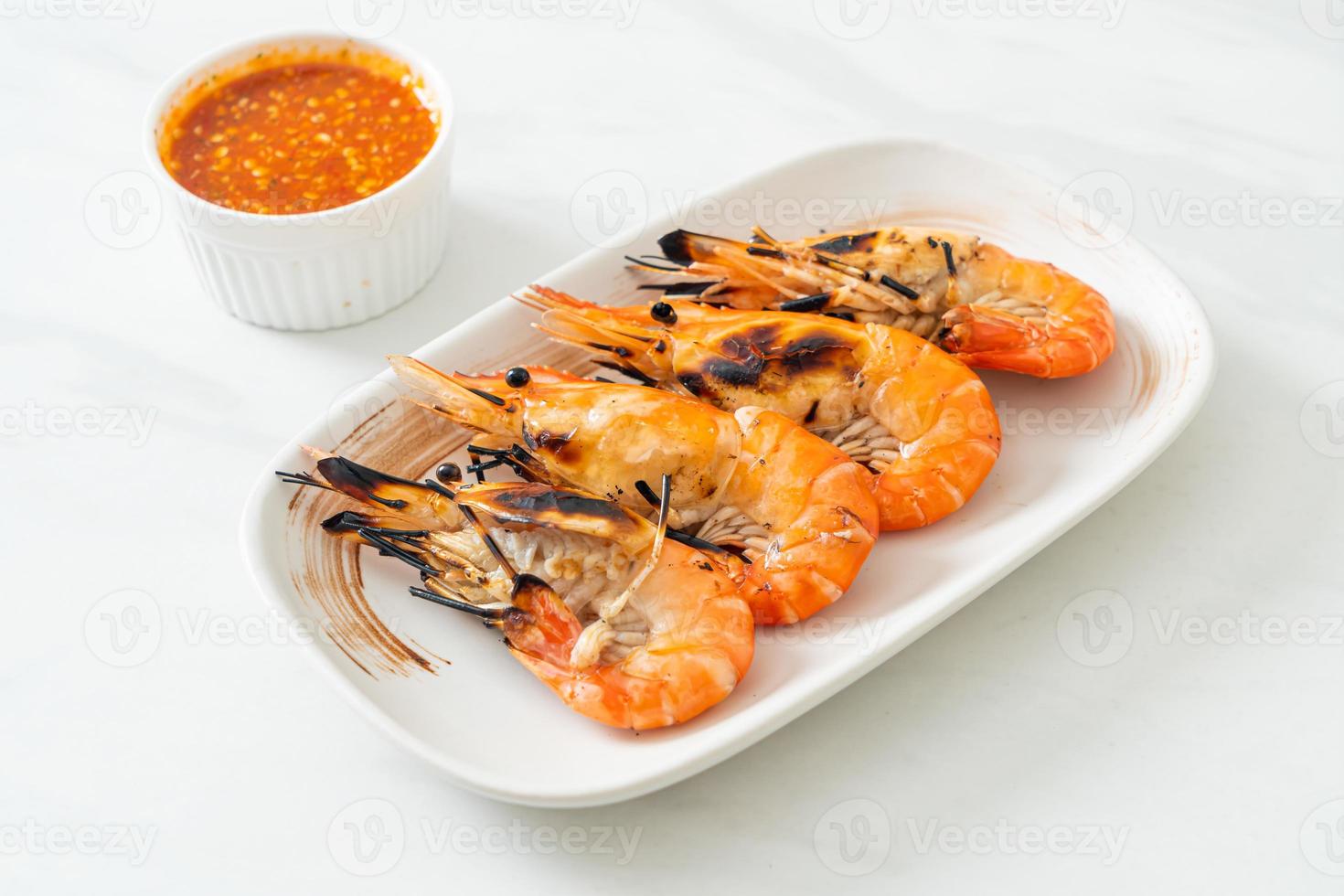 Grilled river prawns or shrimps photo