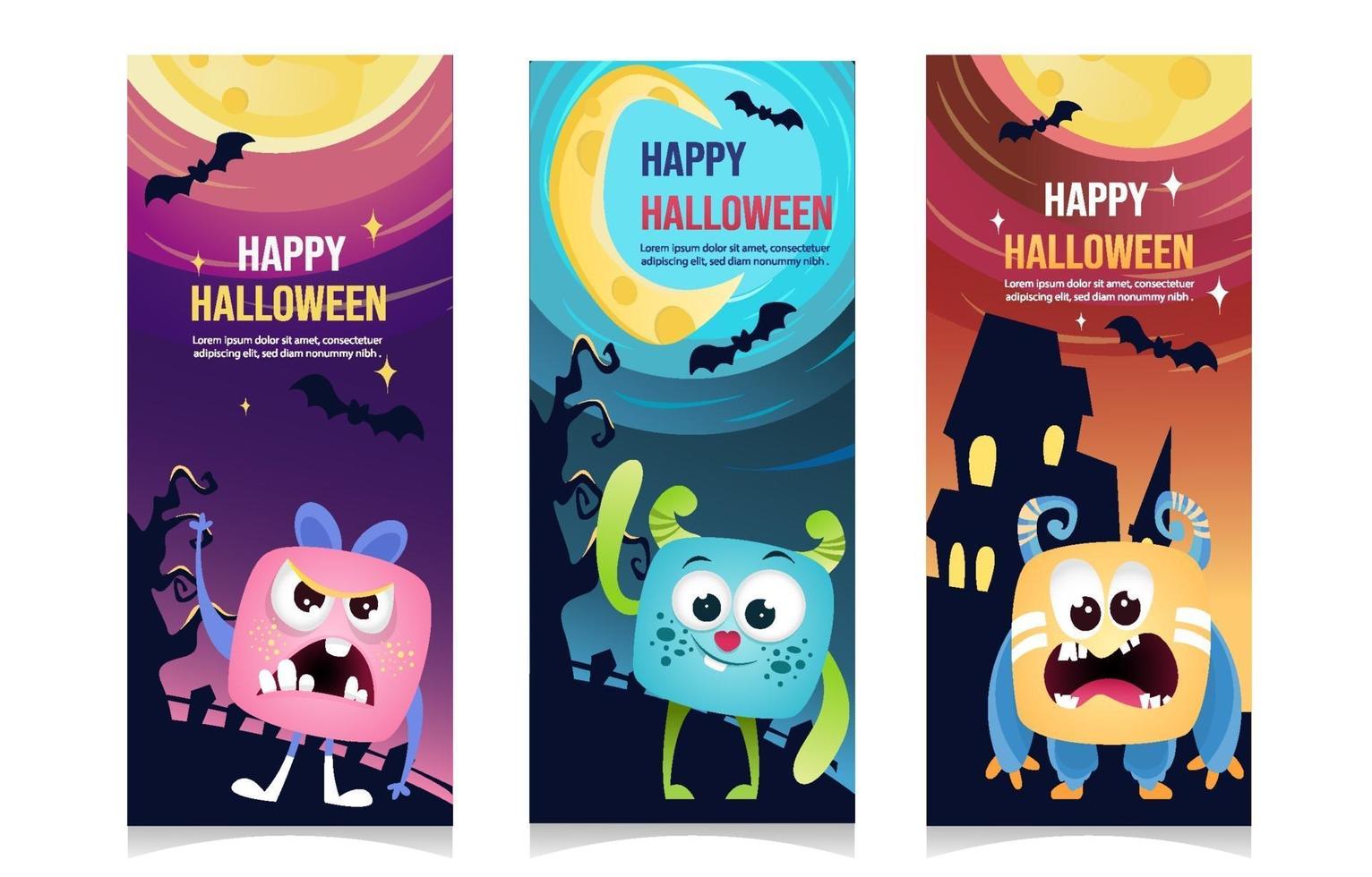 feliz halloween banner set vector