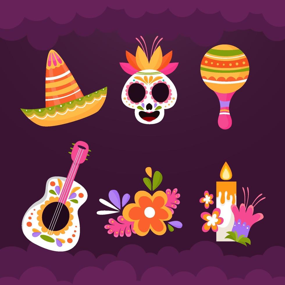 dia de los muertos iconos vector