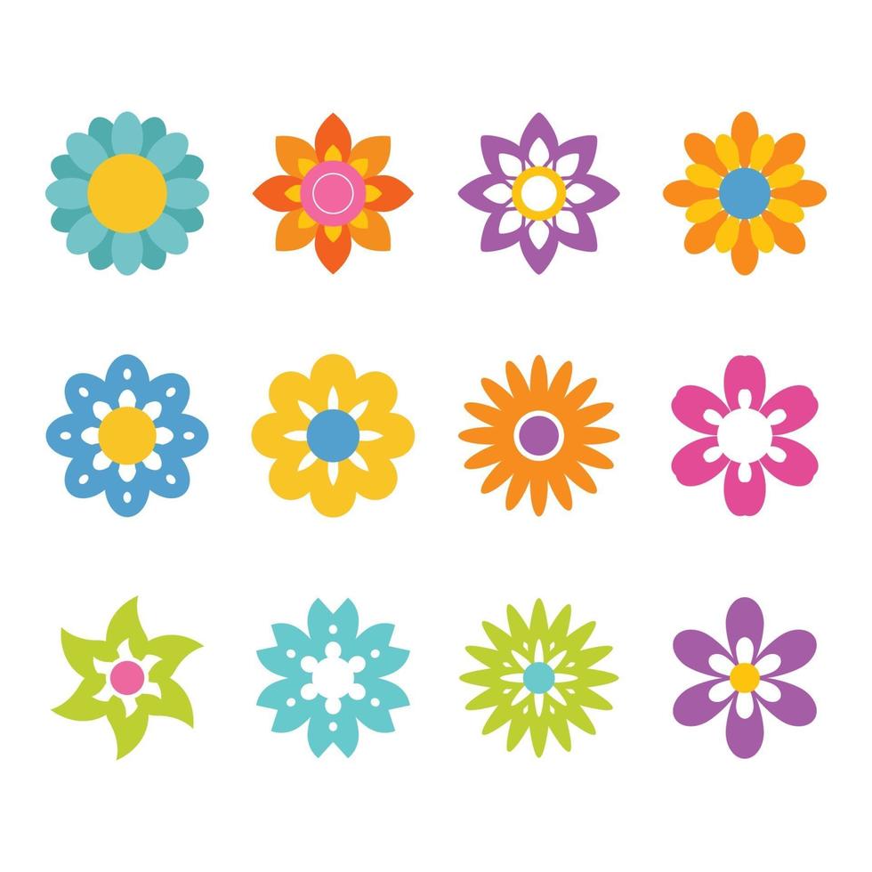 conjunto de icono de flor vector