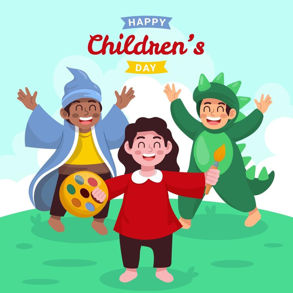 Children Day With Costume vector