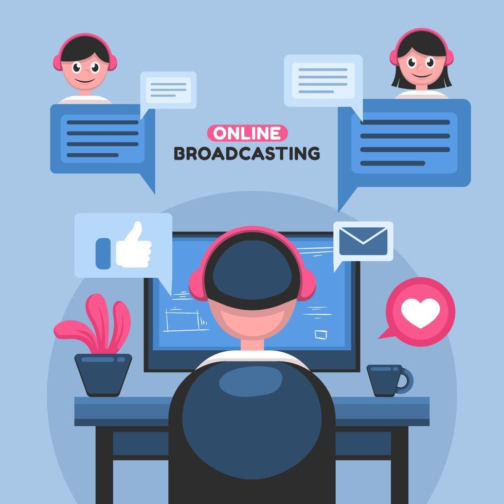 People Doing Online Broadcasting vector