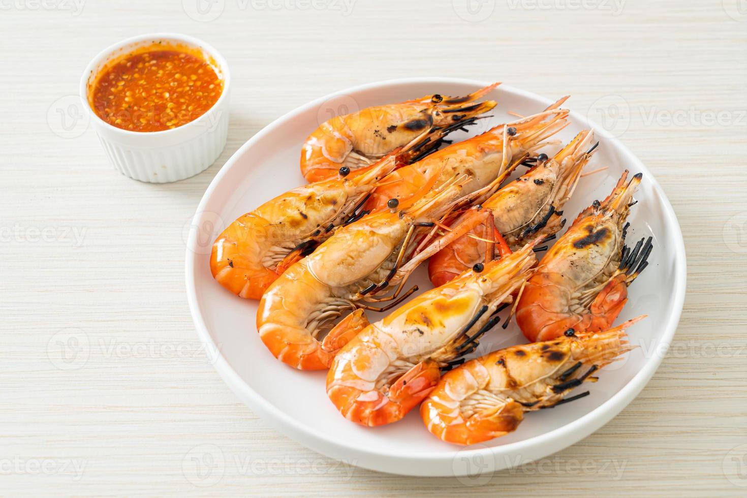 Grilled river prawns or shrimps photo