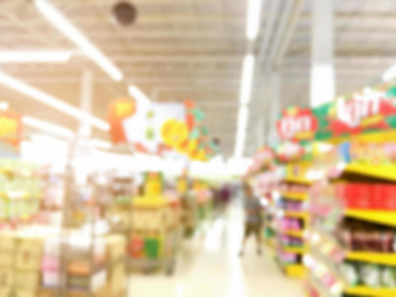 Blurred of supermarket and department store or shopping mall. photo