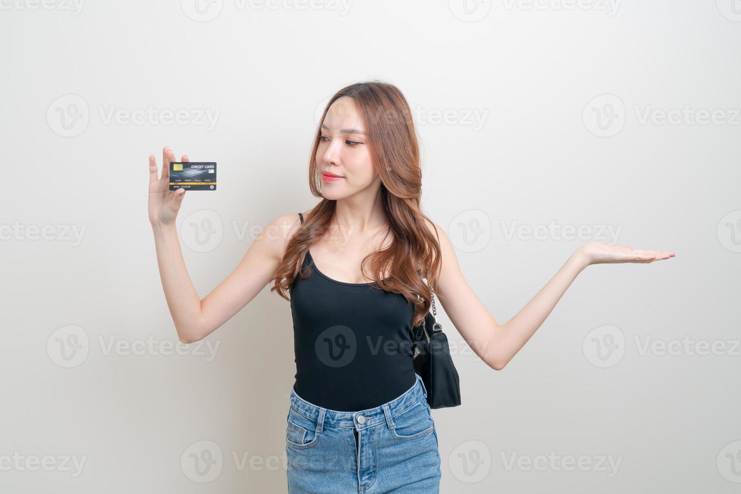 Portrait beautiful Asian woman holding credit card photo