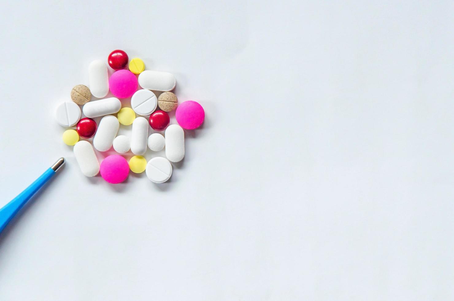 Close up of pills and drug, Pack of tablet drug and capsule pills. photo