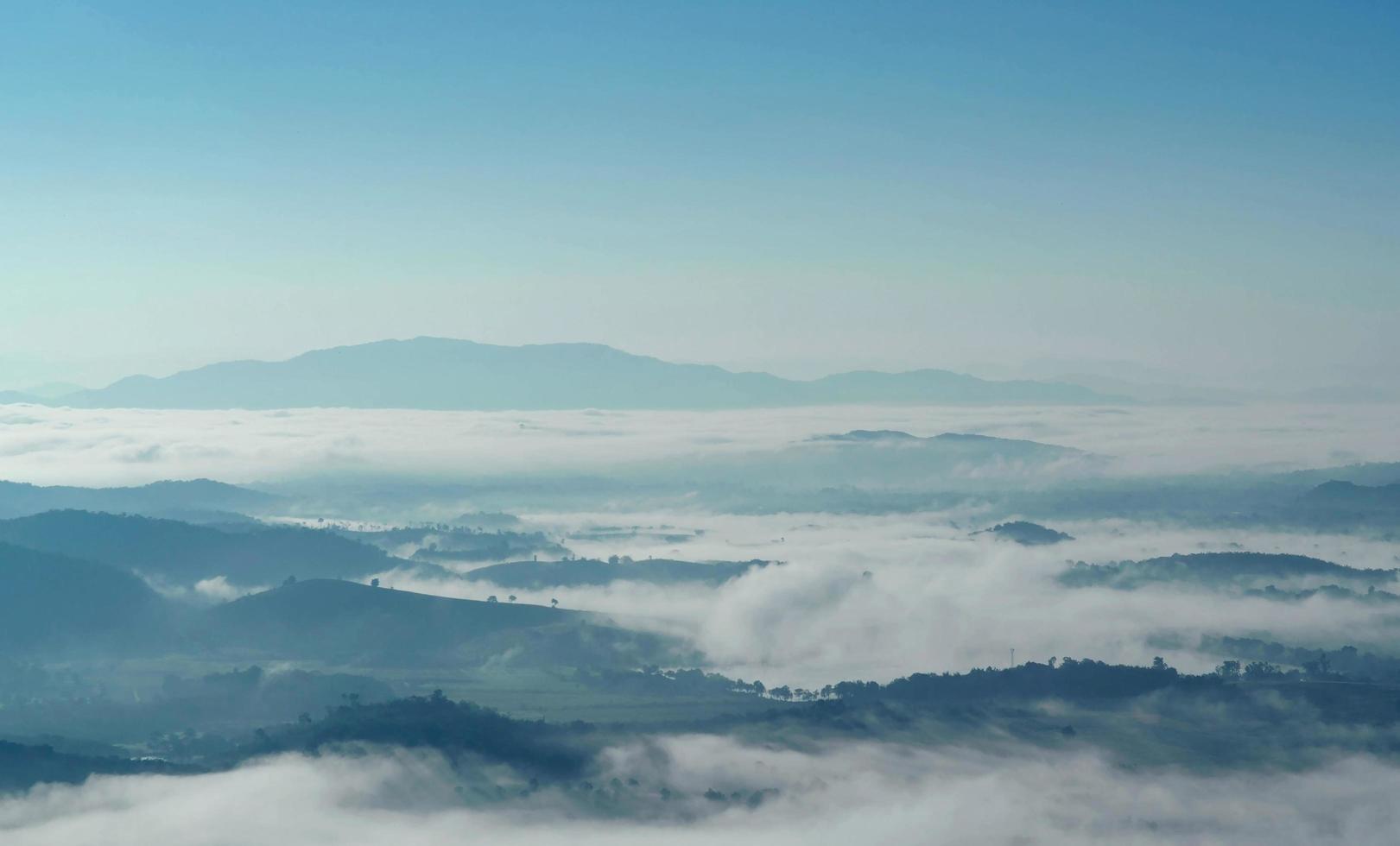 Landscape of mountain with clouds and fog, The fog on mountain. photo