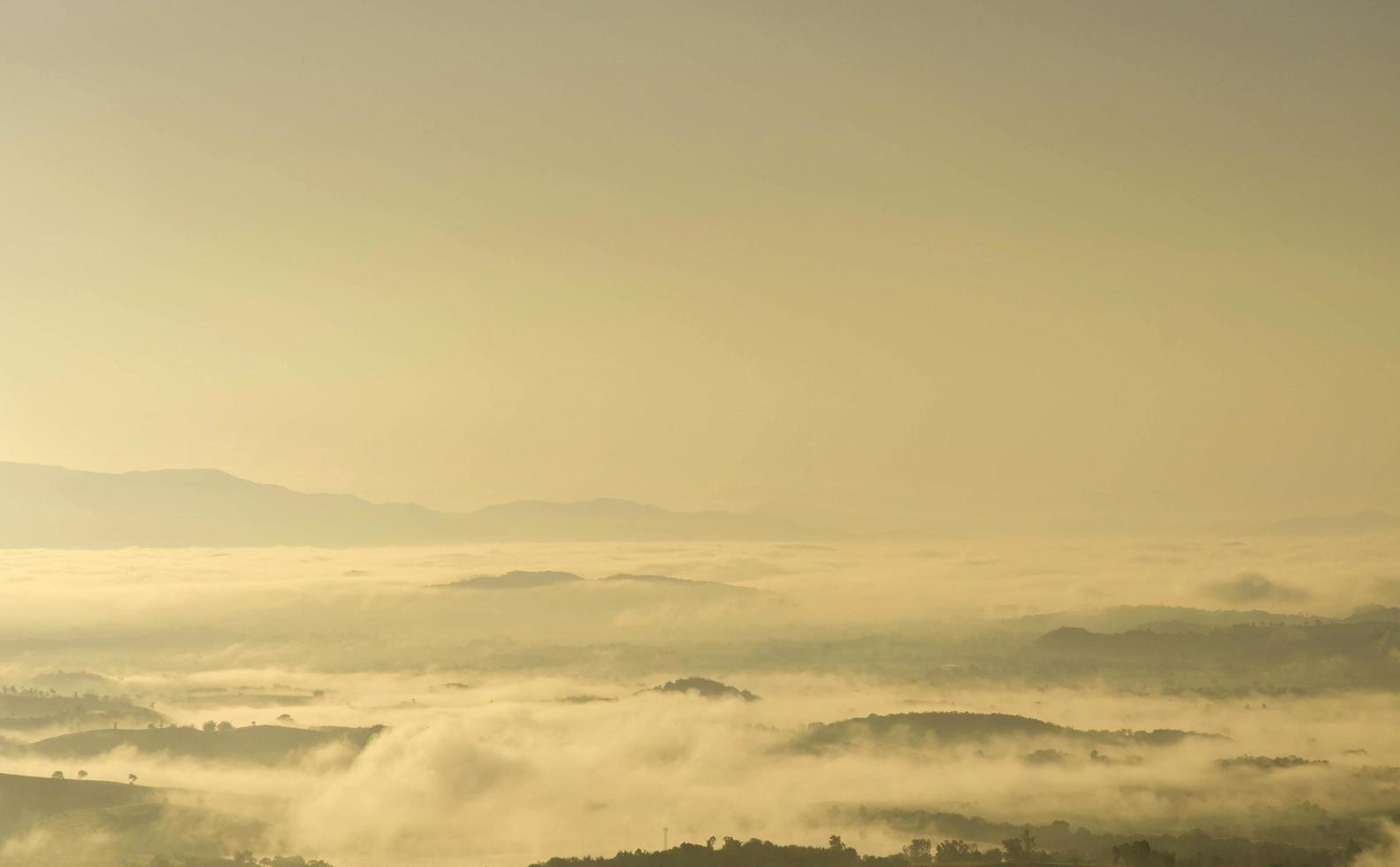 Landscape of mountain with clouds and fog, The fog on mountain. photo