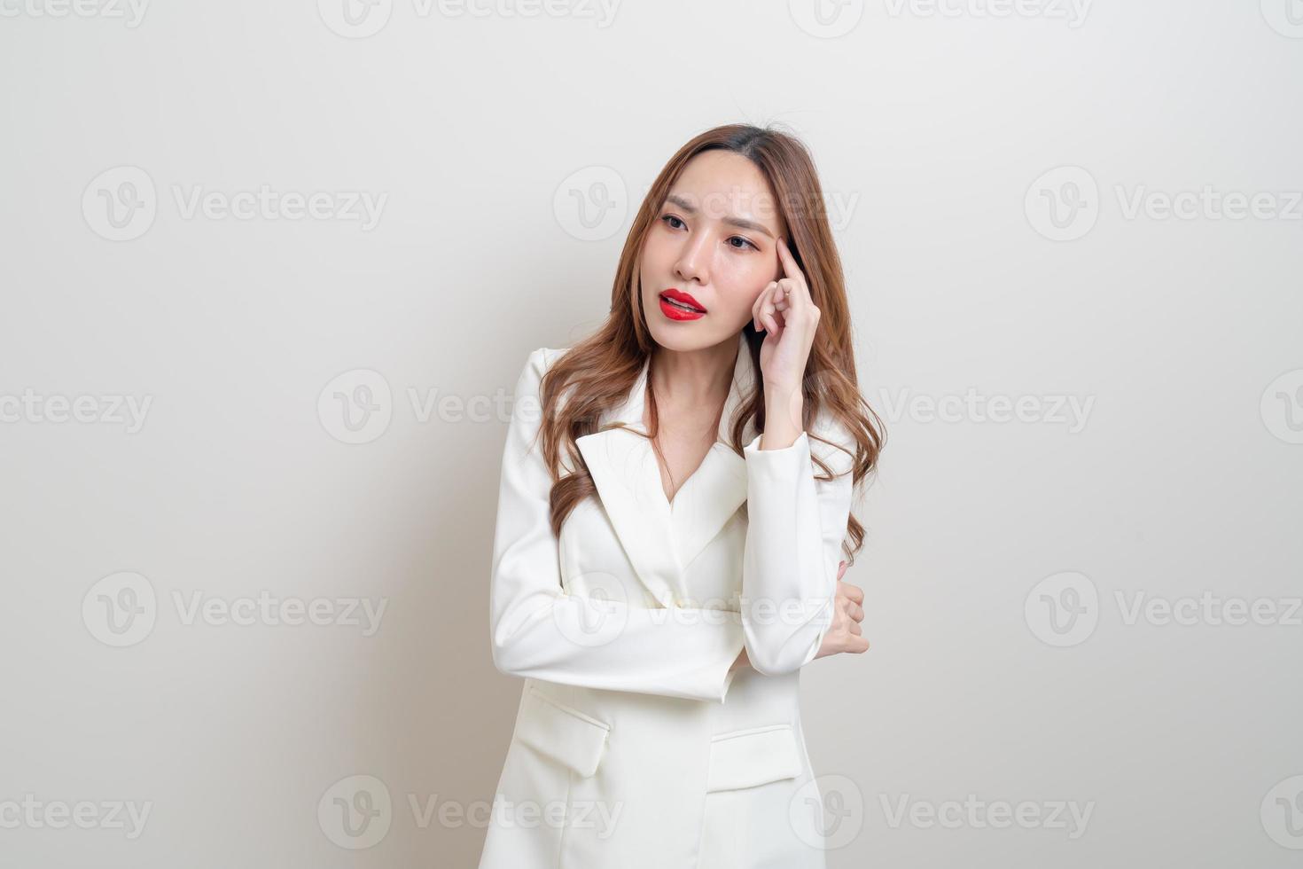 Portrait beautiful business woman thinking photo