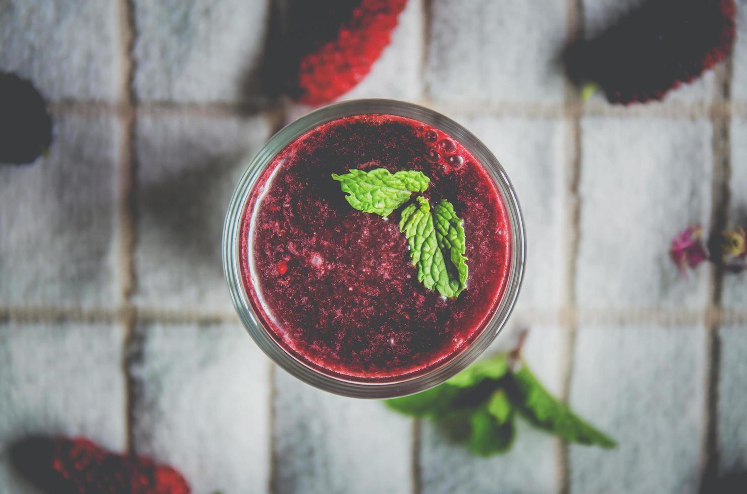 Mulberry juice and mulberry fruit, Fresh berry fruit smoothies. photo