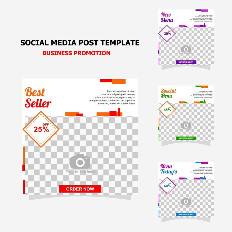 Publicación en redes sociales para el estilo ocho de promoción empresarial. vector