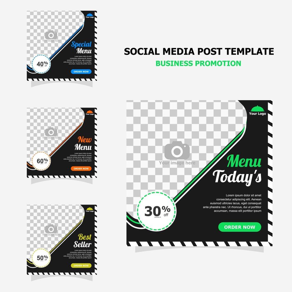 Social media post promotion with dark brown colour style three vector