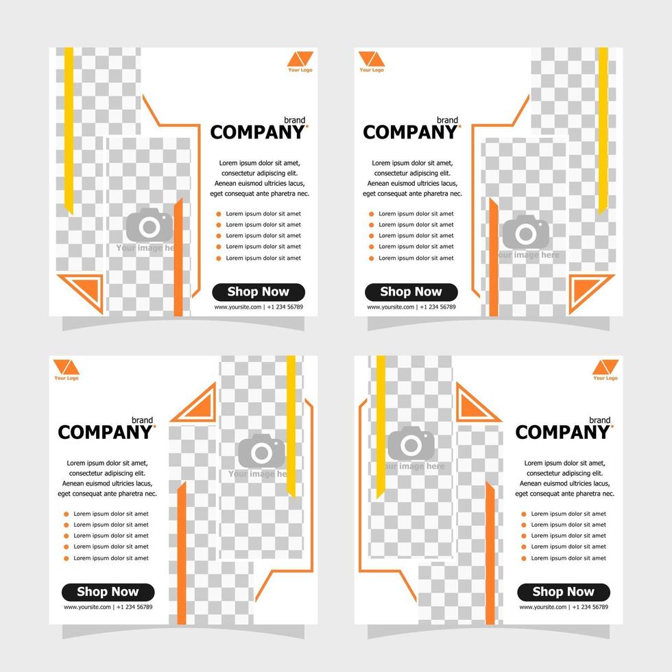 Social media post orange colour concept style four vector