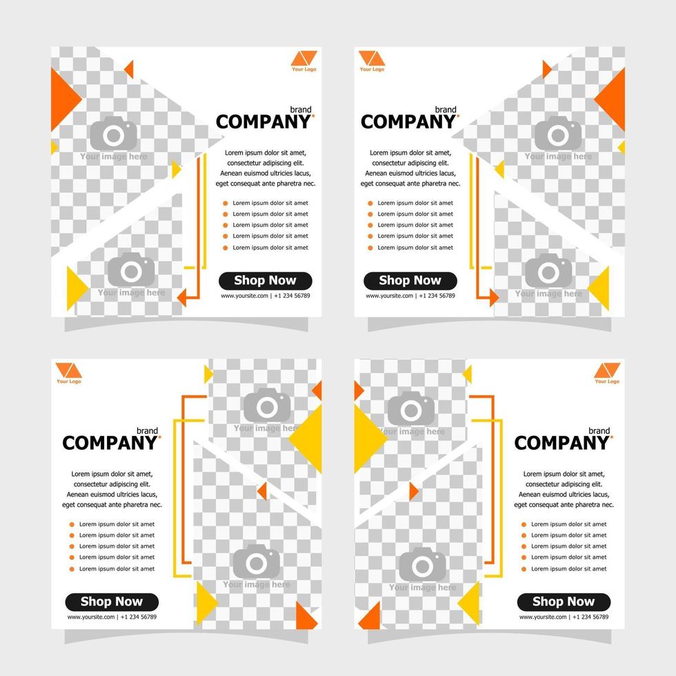 Social media post orange colour concept style six vector