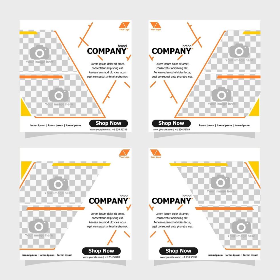 Social media post orange colour concept style two vector