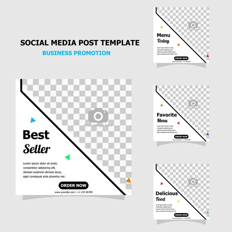 Simple template social media promotion package style seven vector