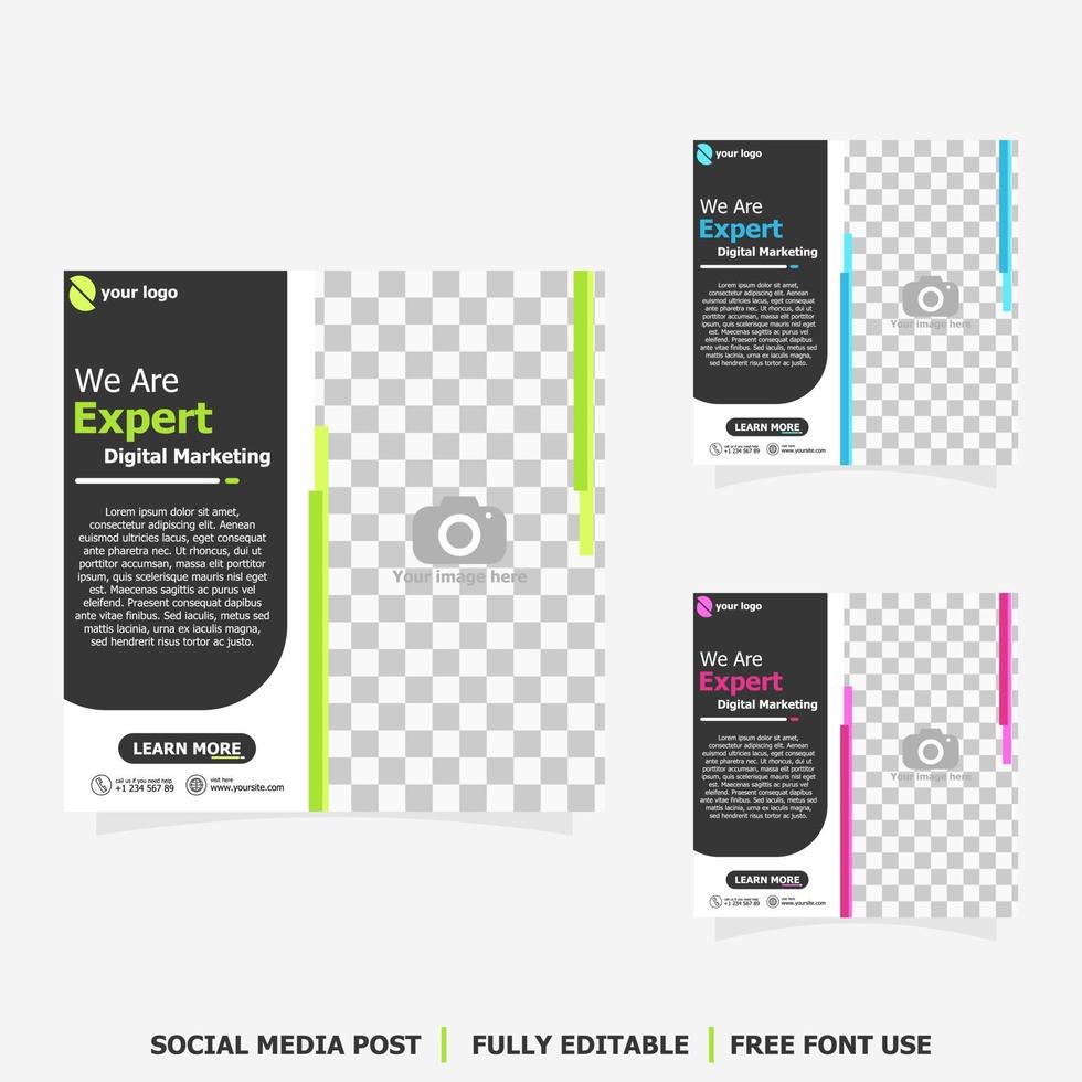 Publicación en redes sociales para el estilo siete de marketing digital. vector