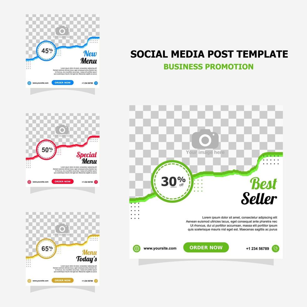 Social media for your food business promotion style sixteen vector