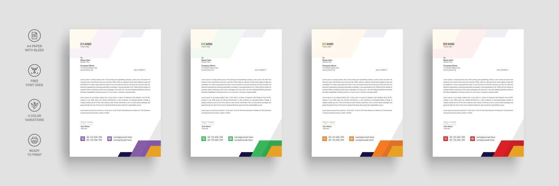 Corporate business letterhead in flat style vector
