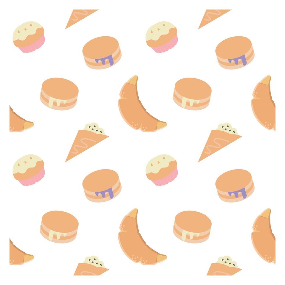 seamless pattern with cupcakes and pancakes vector