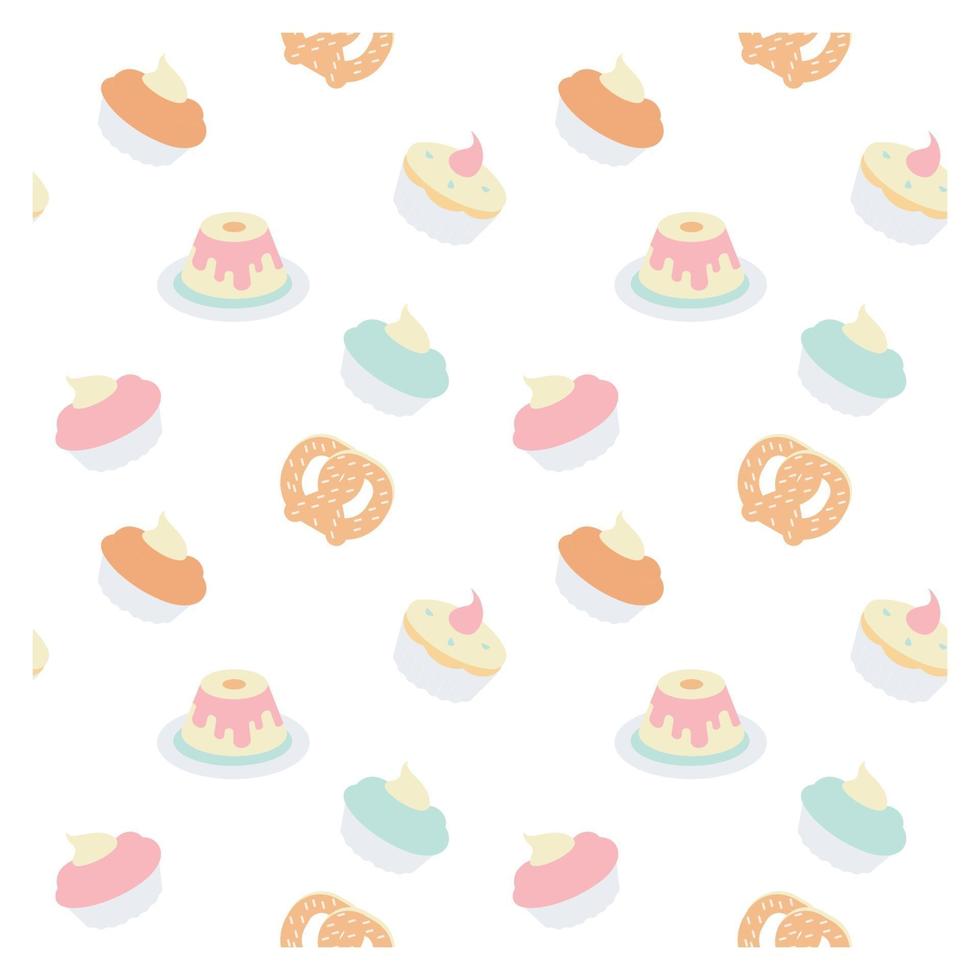 patrón transparente de colores con cupcakes vector