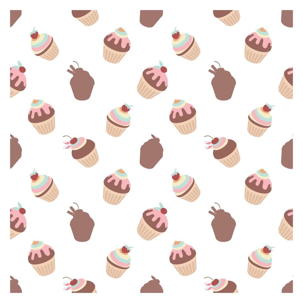 colorful seamless pattern with cupcakes vector