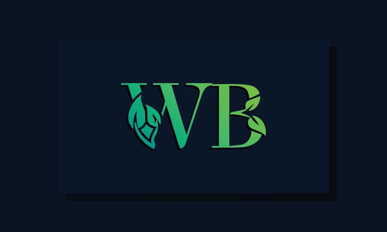 Minimal leaf style Initial WB logo vector