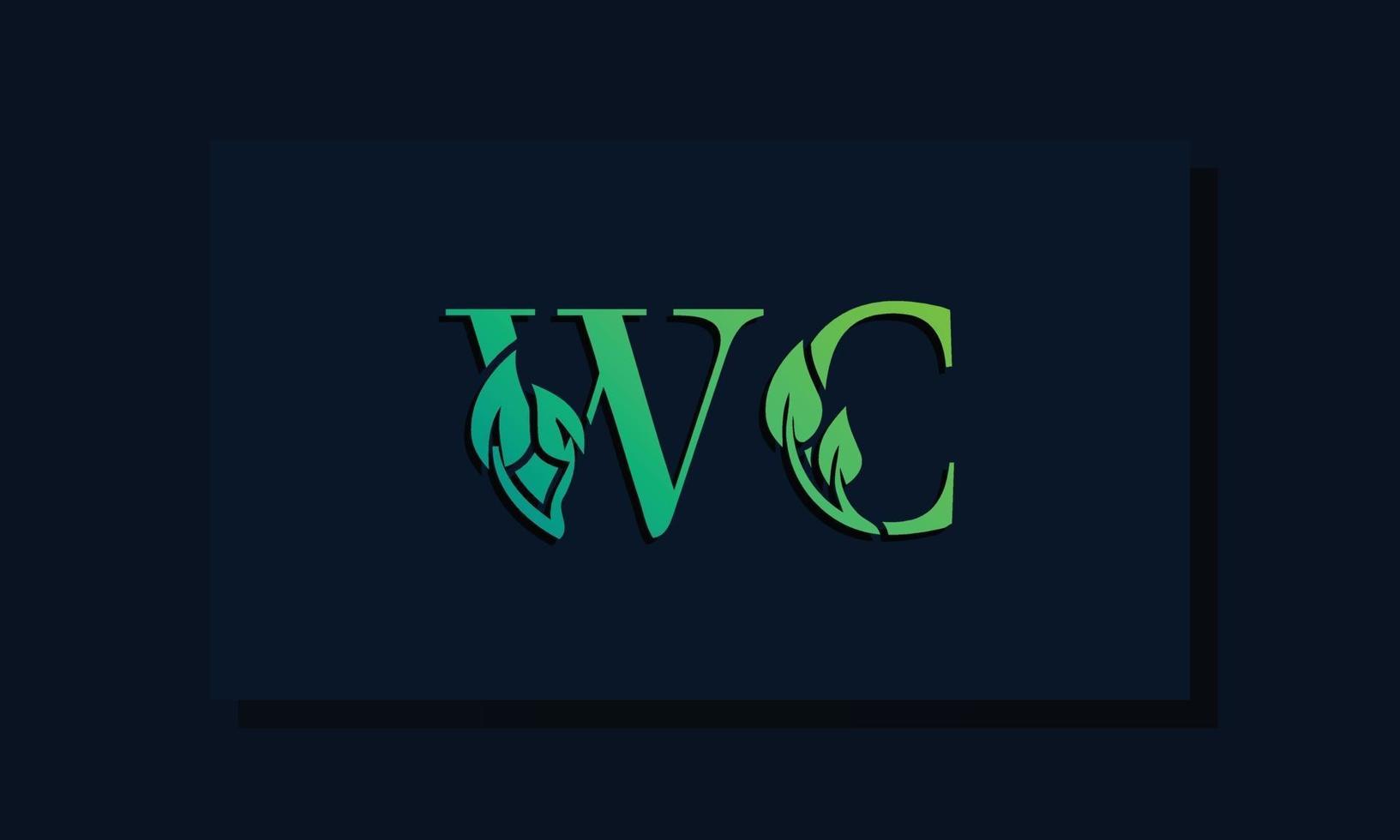 logotipo de wc inicial de estilo de hoja mínima vector