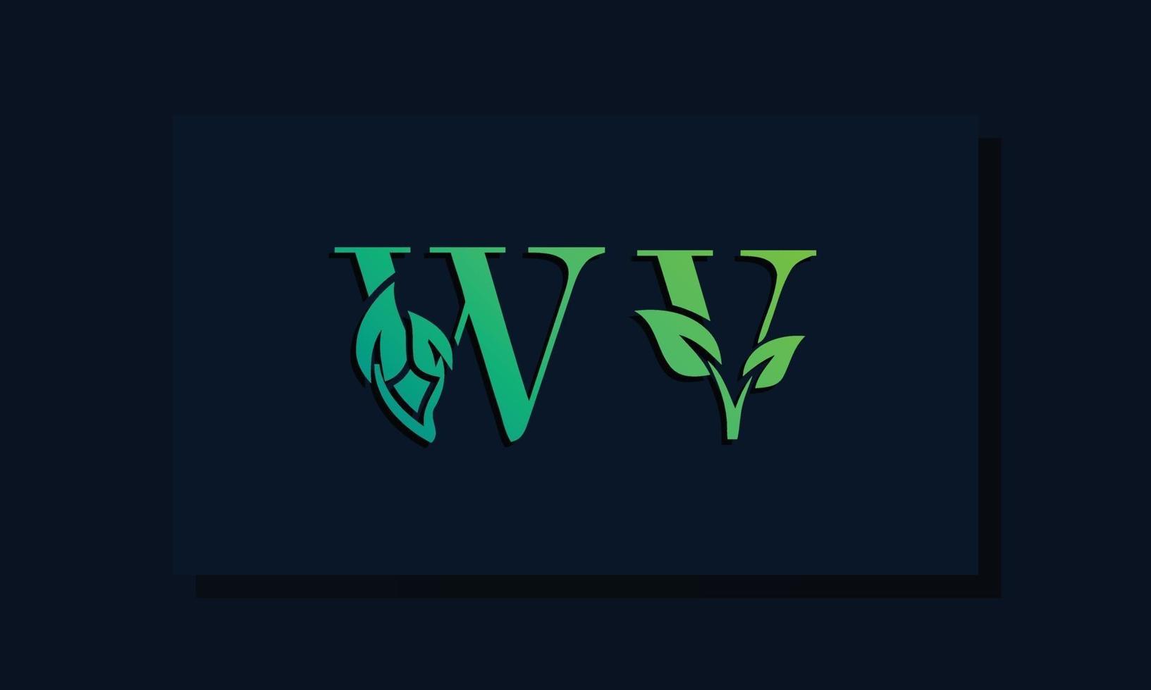 logotipo de wv inicial de estilo de hoja mínima vector