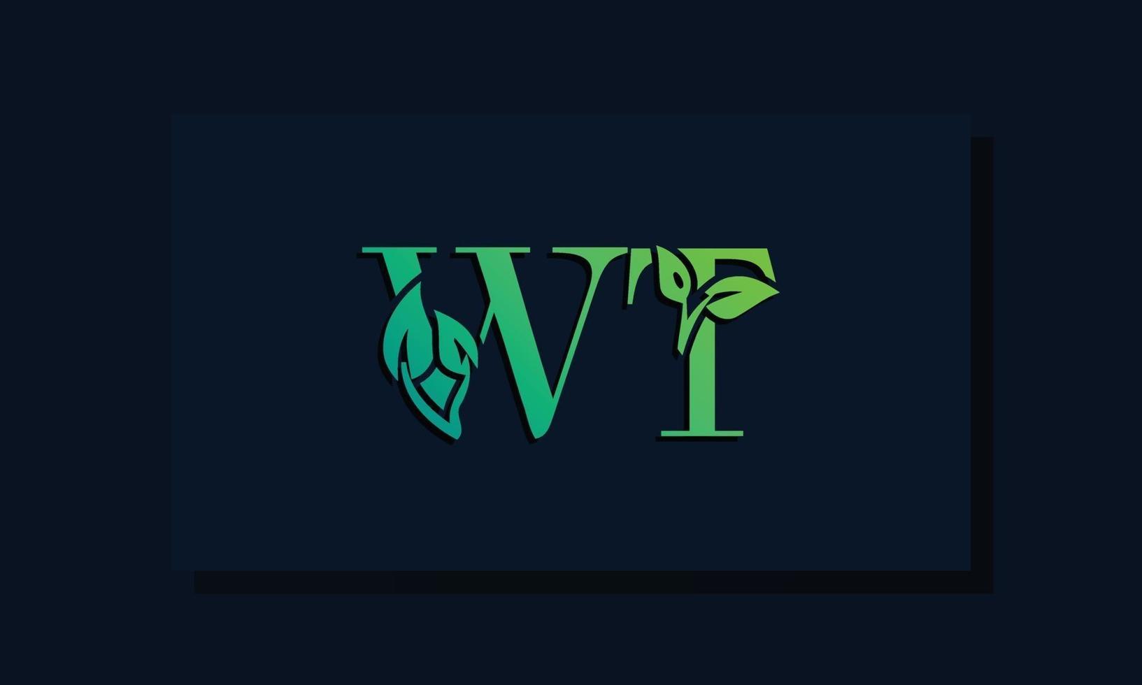 Minimal leaf style Initial WT logo vector