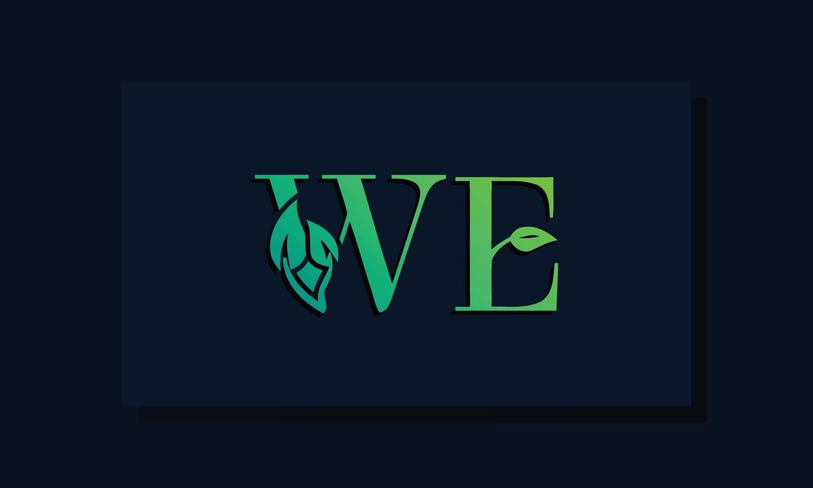 Minimal leaf style Initial WE logo vector