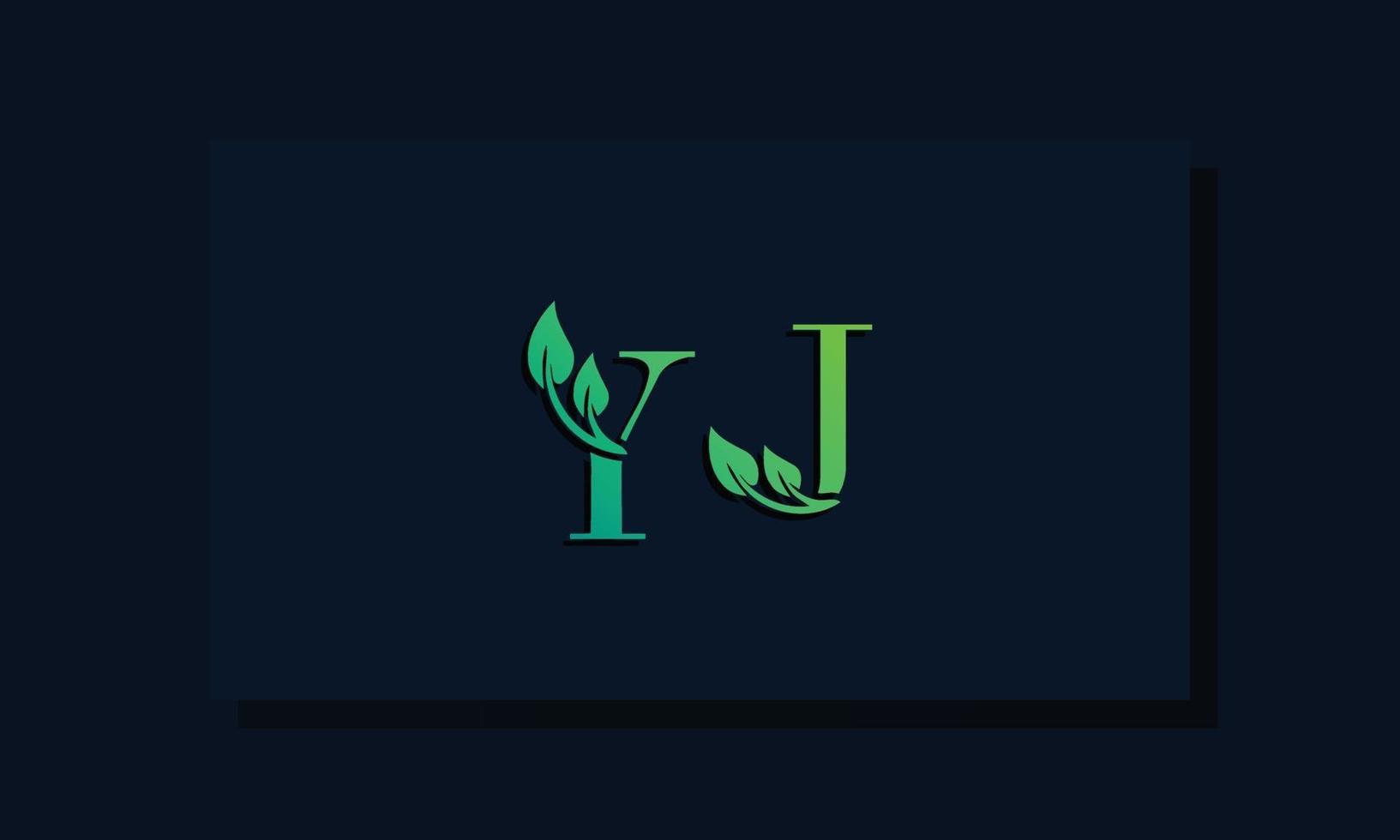 logotipo de yj inicial de estilo de hoja mínima vector