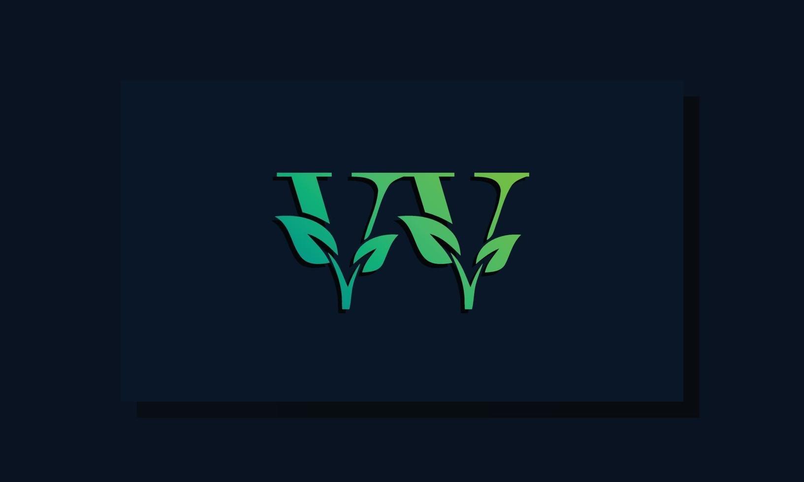 logotipo de vv inicial de estilo de hoja mínima vector