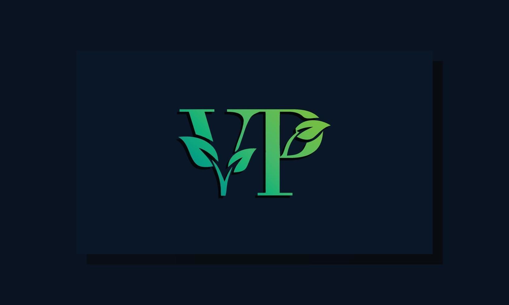 logotipo de vp inicial de estilo de hoja mínima vector