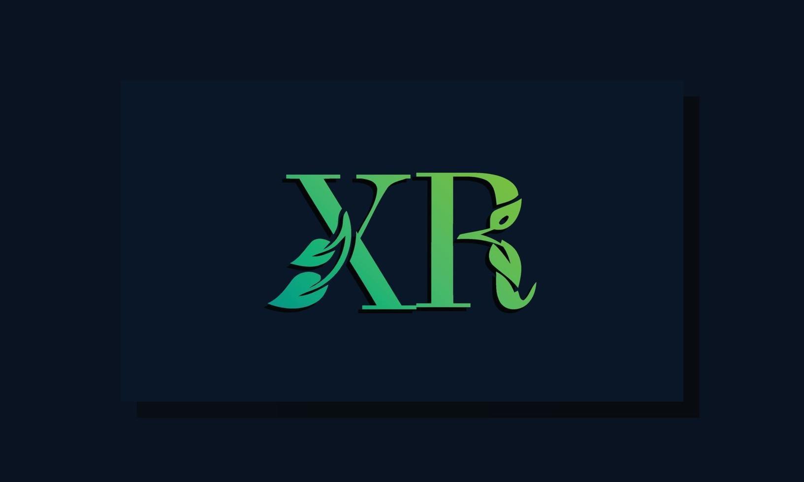Minimal leaf style Initial XR logo vector