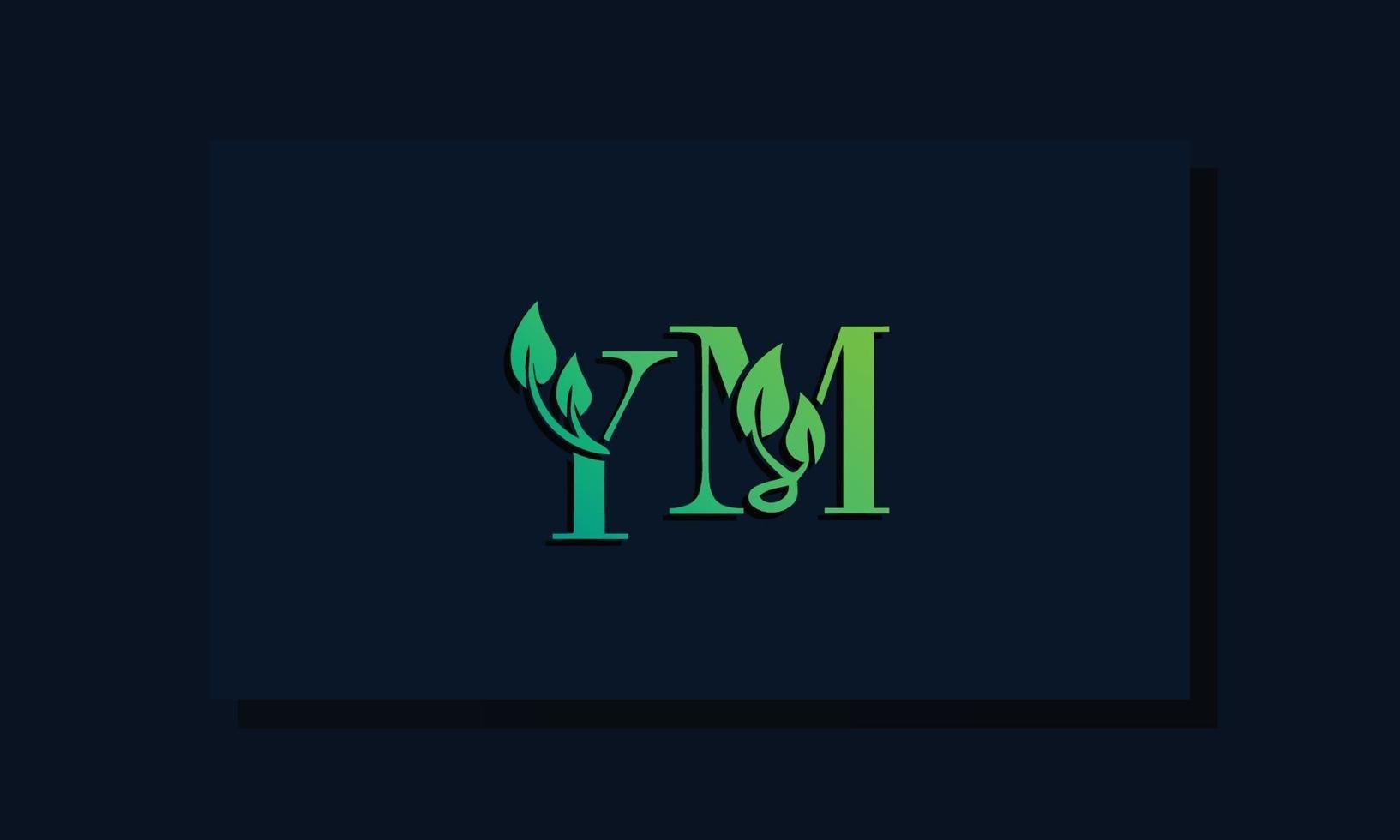 Minimal leaf style Initial YM logo vector