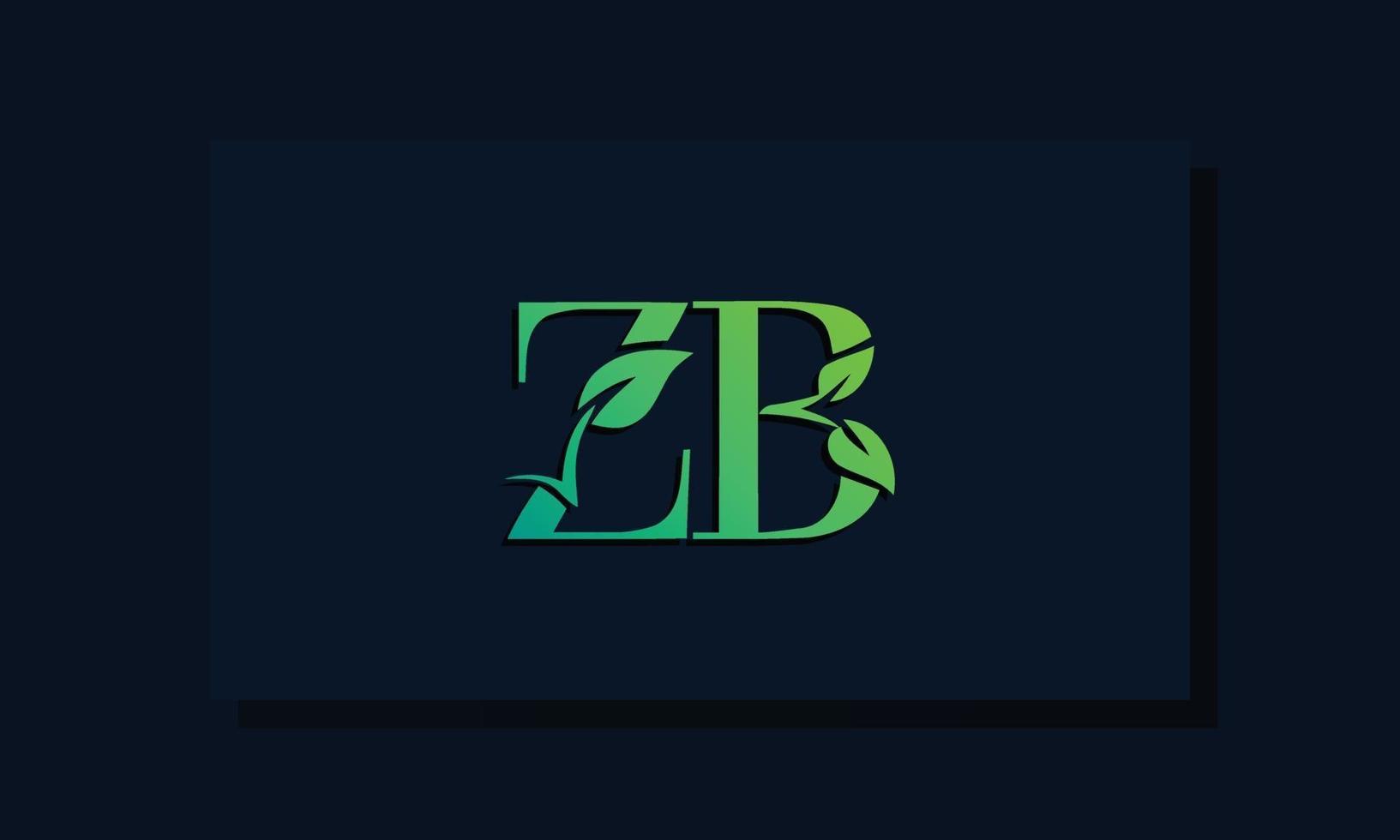 Minimal leaf style Initial ZB logo vector