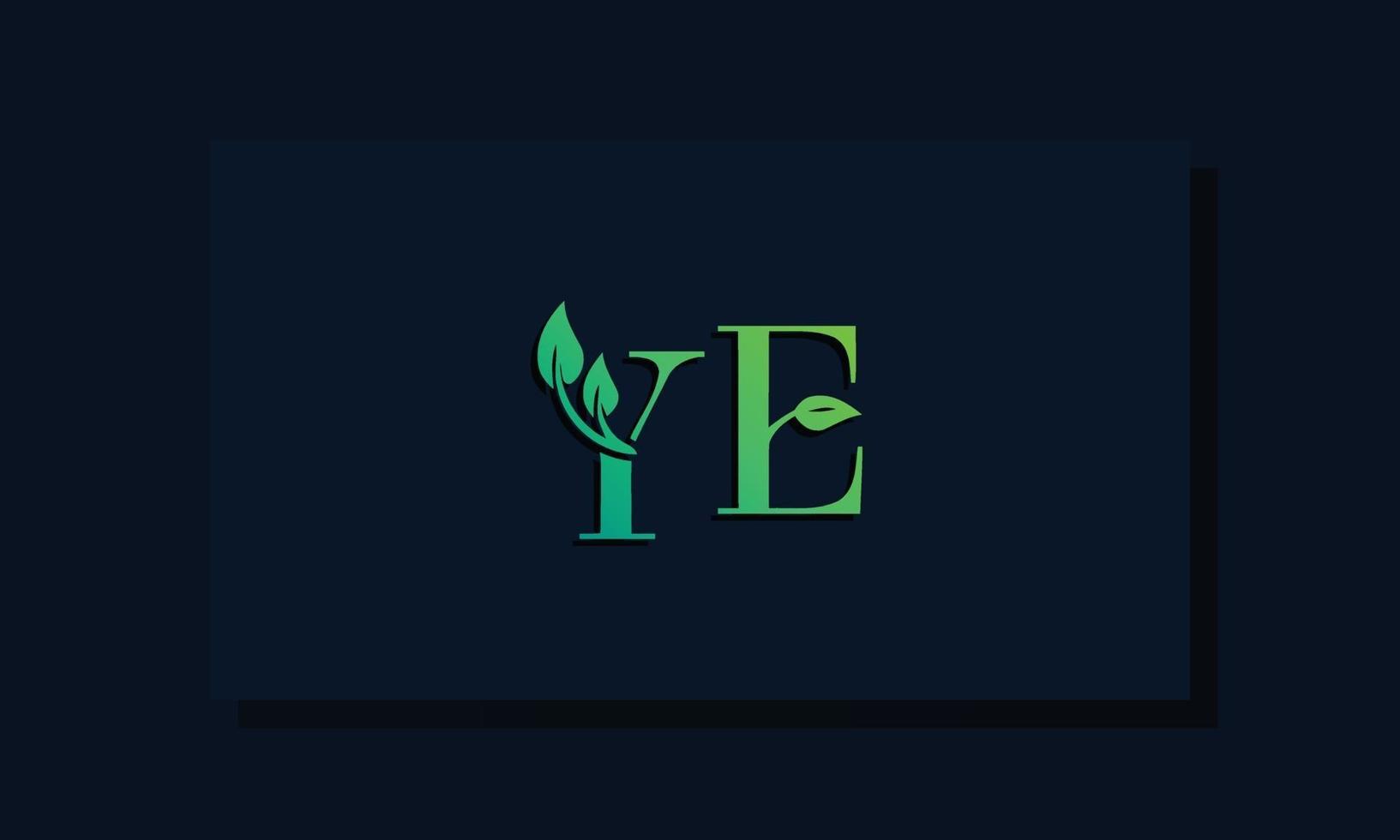 Minimal leaf style Initial YE logo vector