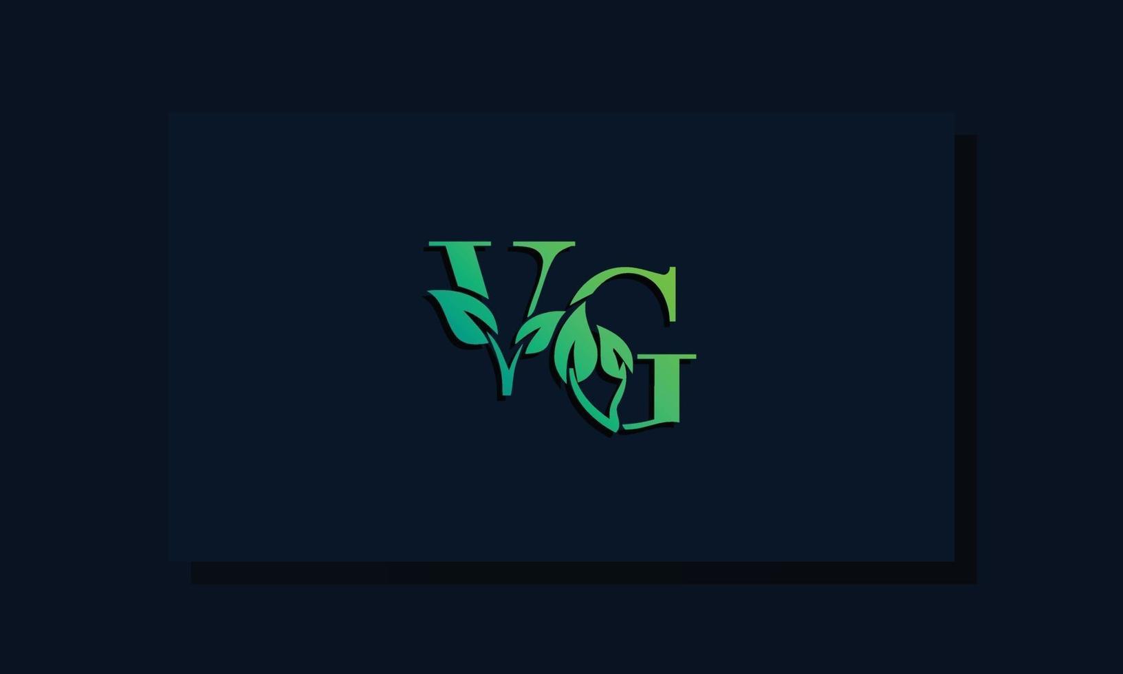 logotipo de vg inicial de estilo de hoja mínima vector