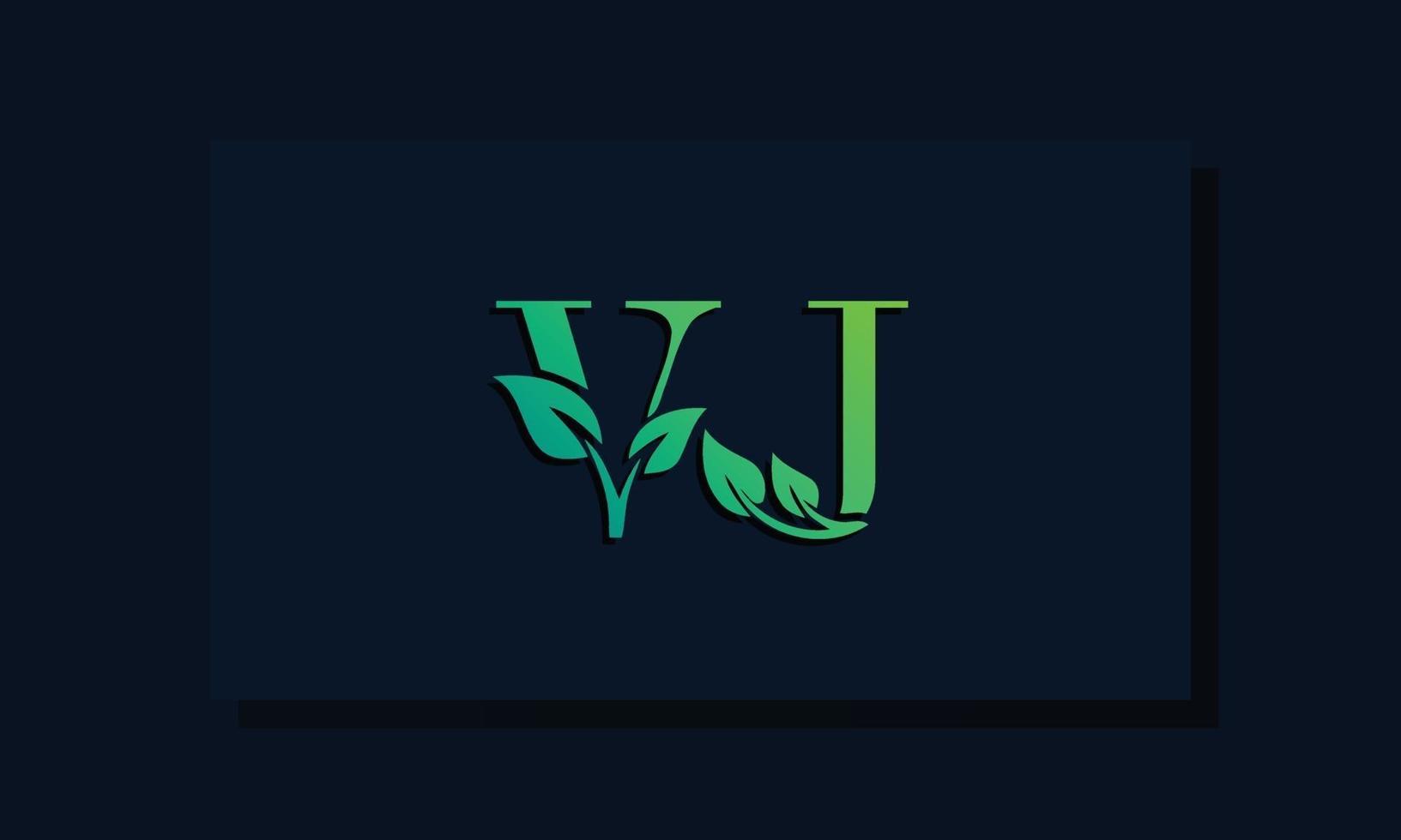 logotipo de vj inicial de estilo de hoja mínima vector