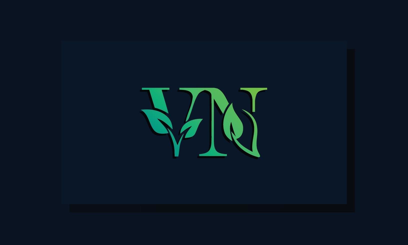 logotipo de vn inicial de estilo de hoja mínima vector