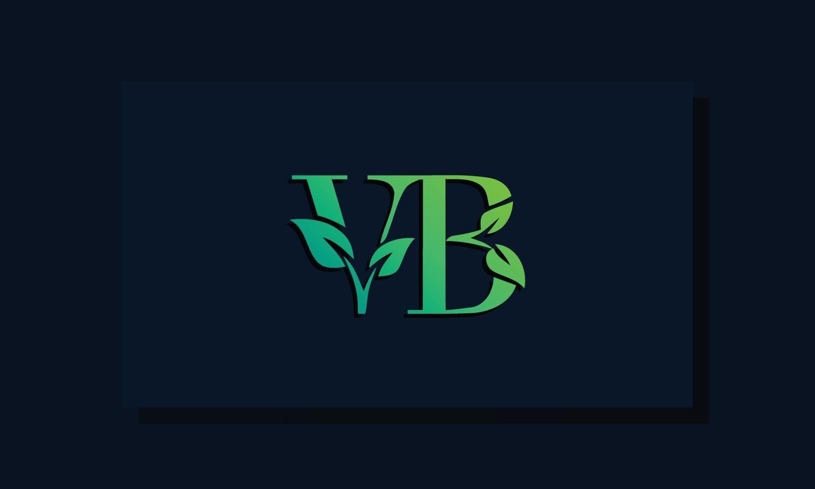 logotipo de vb inicial de estilo de hoja mínima vector