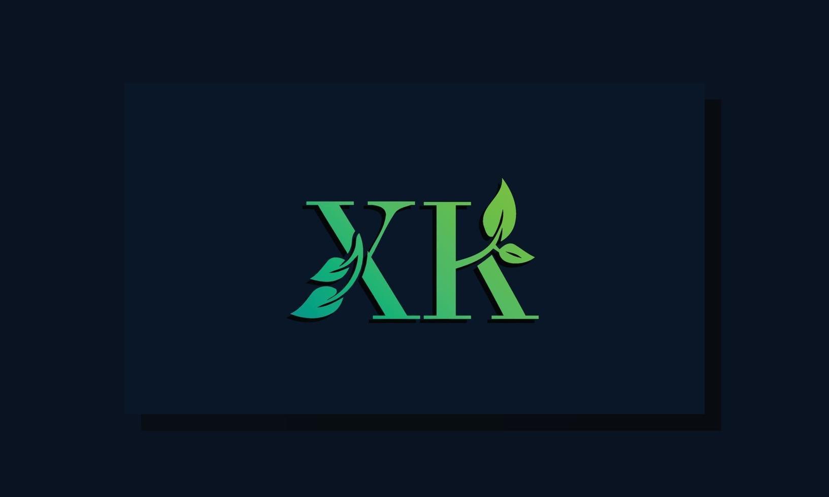 Minimal leaf style Initial XK logo vector