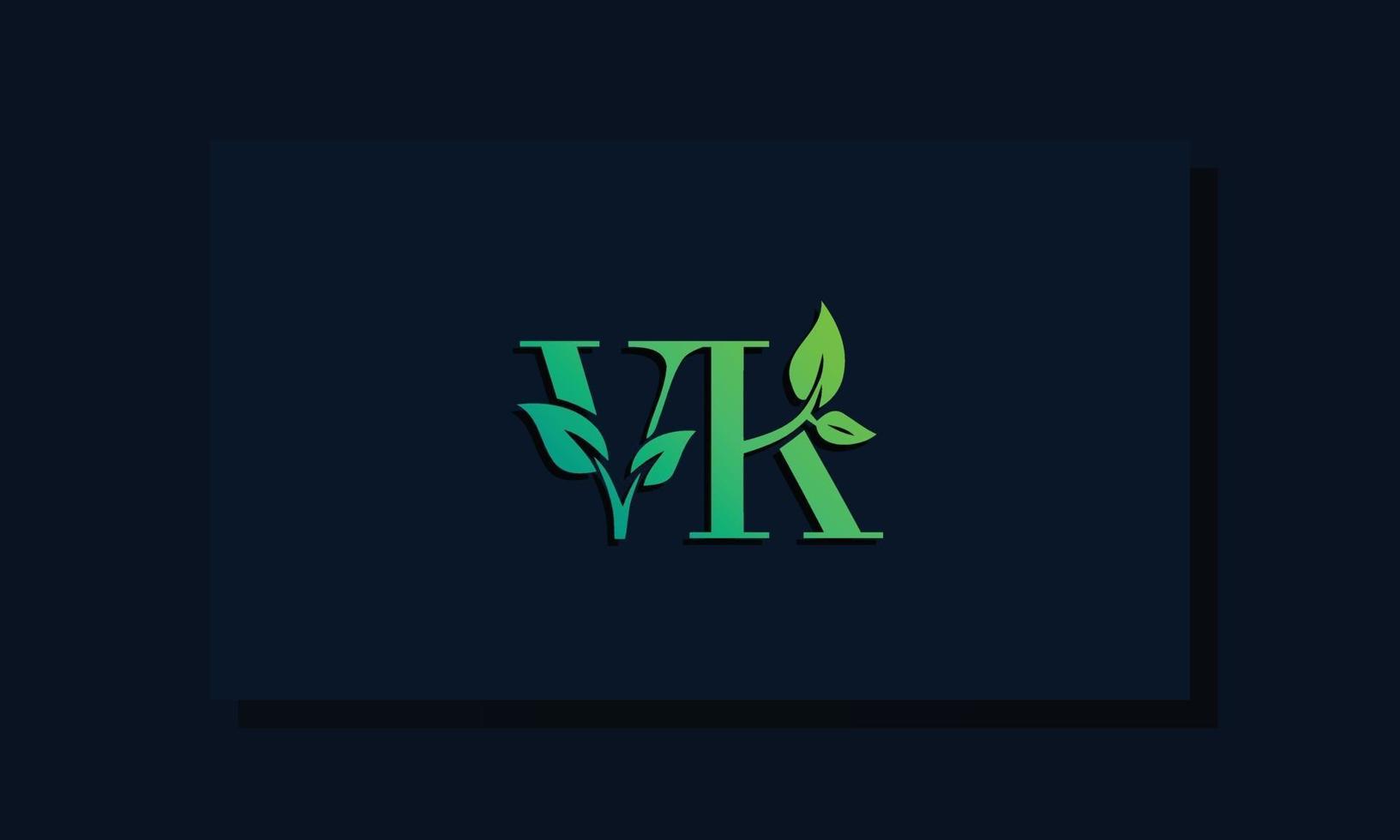 Minimal leaf style Initial VK logo vector