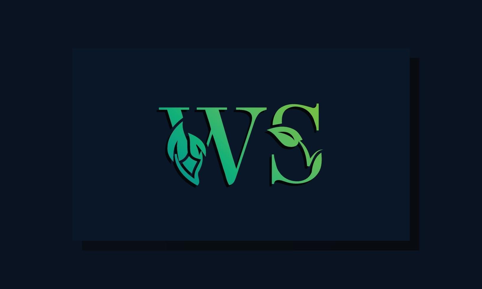 Minimal leaf style Initial WS logo vector
