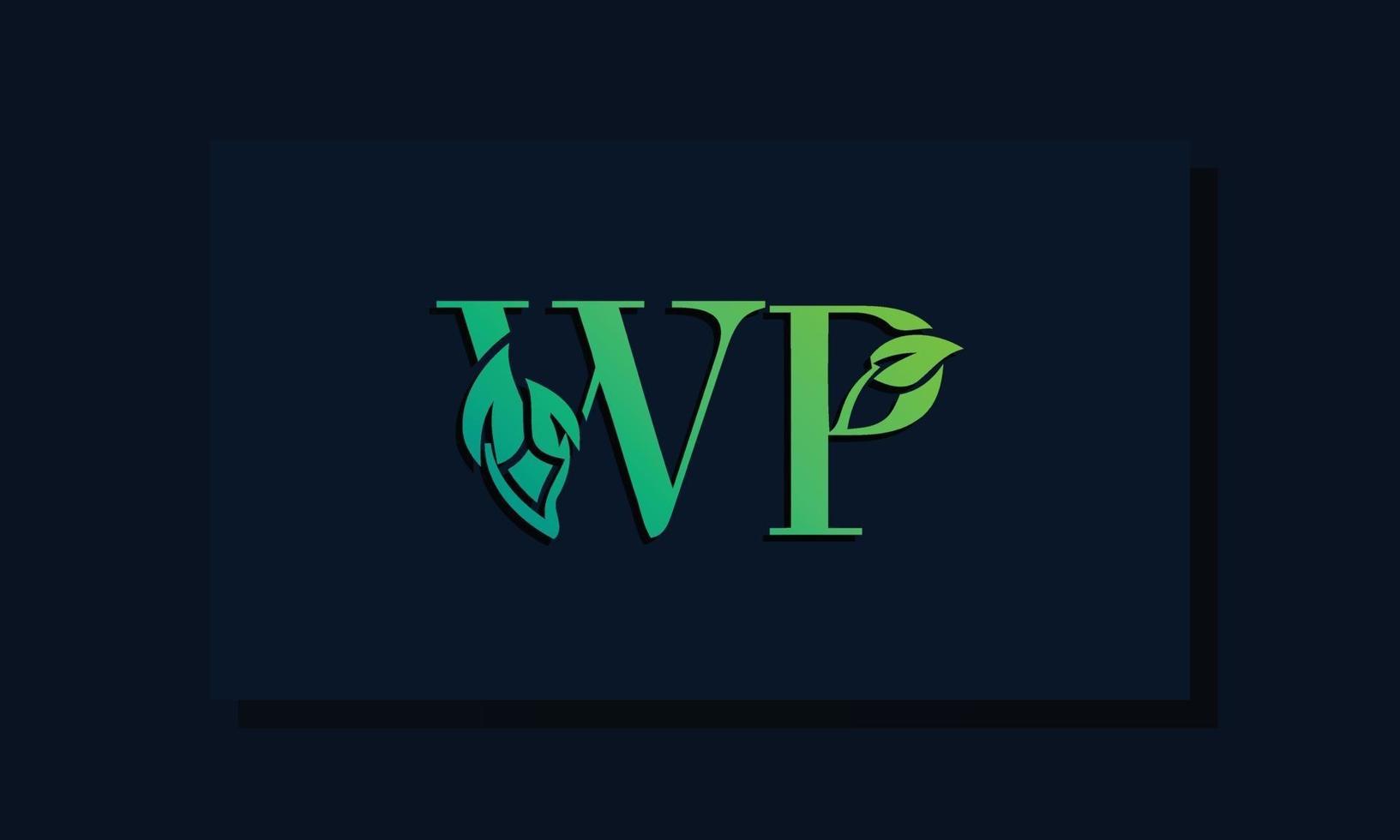 Minimal leaf style Initial WP logo vector